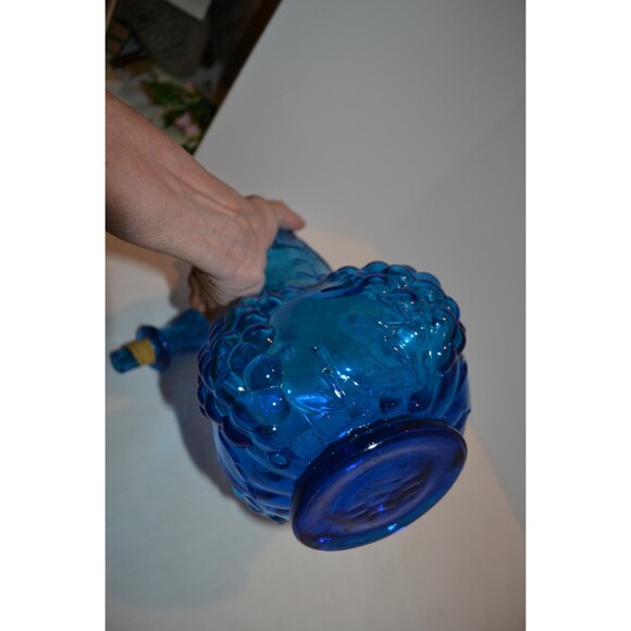 Vintage Genie Bottle Grapes with Stopper Empoli Blue - Picture 3 of 9